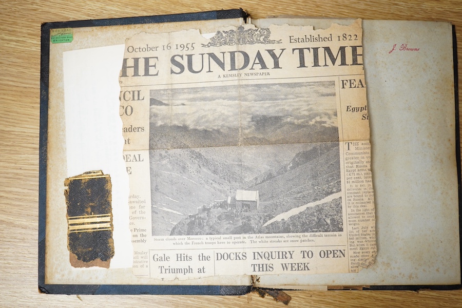 Auction History. A late Victorian album of mainly newspaper cuttings relating to auctions and the 'knock-out' dating from 1896 to 1905. 19.5cm x 25.5cm. Condition - album leather corners and spine torn.